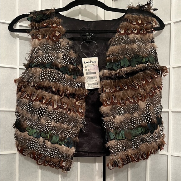 bebe Jackets & Blazers - BEBE Multi Feather Vest - Multicolor M/L NWT